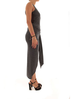 Patrizia Pepe abito in filato lurex da donna nero silver