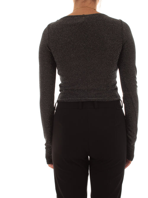 Patrizia pepe body in filato lurex da donna nero