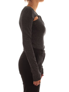 Patrizia pepe body in filato lurex da donna nero