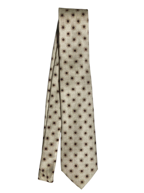 Rosi Collection cravatta da uomo in seta jacquard fondo avorio