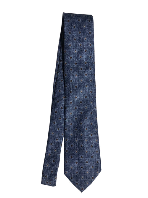Rosi Collection cravatta da uomo in seta jacquard fondo denim blue