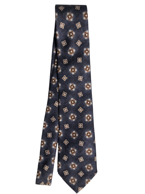 Rosi Collection cravatta da uomo in seta blu stampata