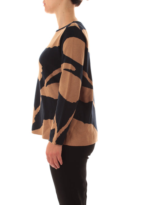 Luisa Viola maglia jacquard da donna blu/cammello