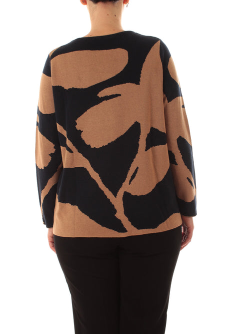 Luisa Viola maglia jacquard da donna blu/cammello