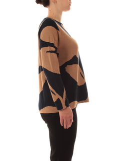 Luisa Viola maglia jacquard da donna blu/cammello