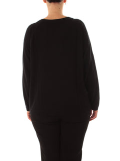 Luisa Viola maglia con pietre sul collo da donna nero