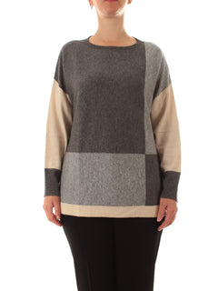 Luisa Viola maglia color block grigio