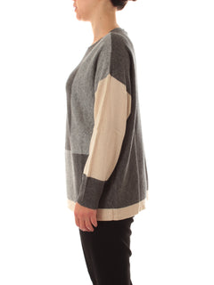 Luisa Viola maglia color block grigio