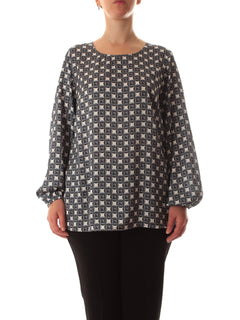 Luisa Viola blusa in satin stampato da donna blu