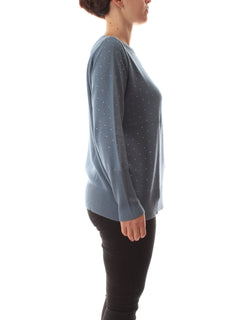 Luisa Viola maglia con strass da donna azzurro