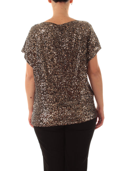 Luisa Viola blusa in full paillettes da donna oro
