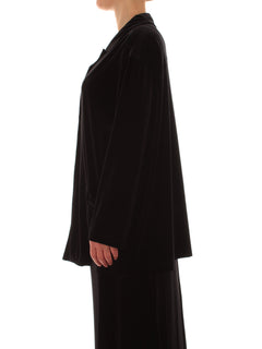 Luisa Viola giacca-camicia in velluto nero da donna