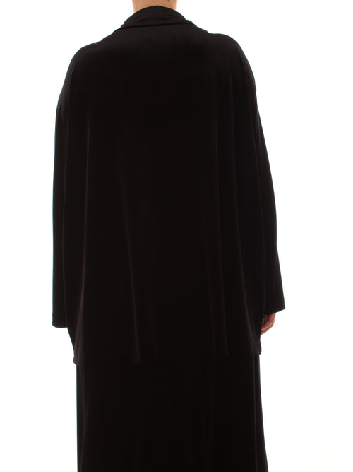 Luisa Viola giacca-camicia in velluto nero da donna