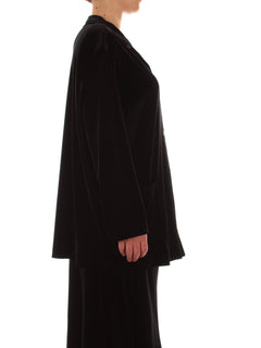 Luisa Viola giacca-camicia in velluto nero da donna