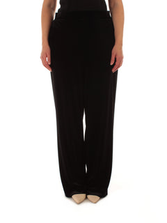 Luisa Viola pantaloni pull on in velluto nero da donna