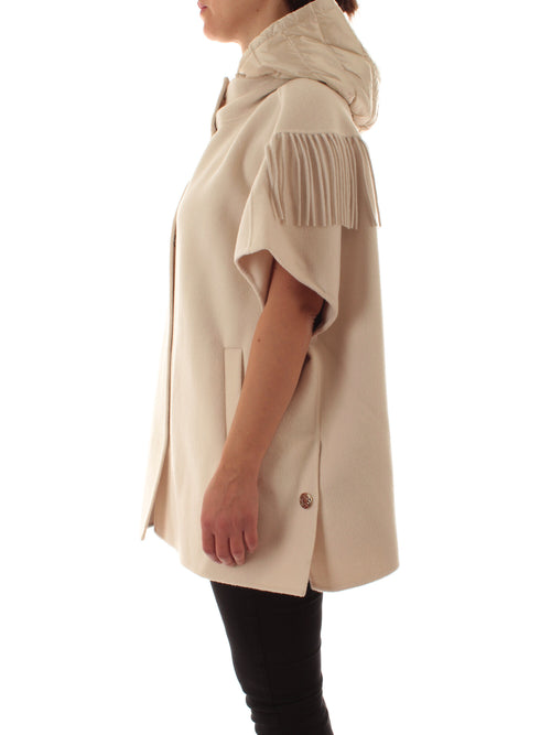 Elena Mirò cappa con cappuccio da donna panna