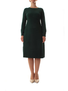Elena Mirò abito in tricot con bottoni da donna verde
