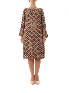 Elena Mirò abito dalla stampa geometrica da donna bordeaux