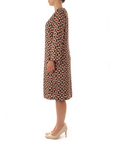 Elena Mirò abito dalla stampa geometrica da donna bordeaux