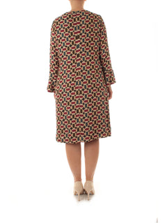 Elena Mirò abito dalla stampa geometrica da donna bordeaux