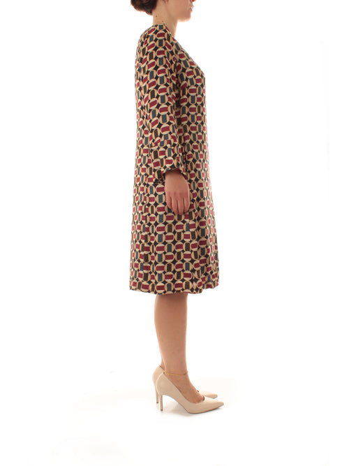 Elena Mirò abito dalla stampa geometrica da donna bordeaux