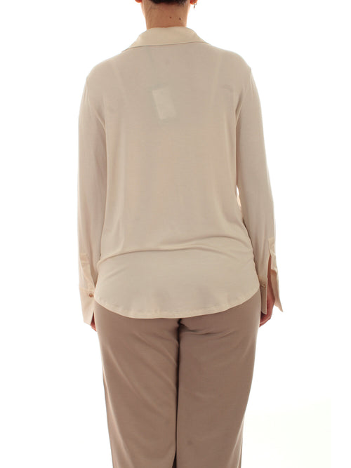 Elena Mirò t-shirt polo in due tessuti da donna panna