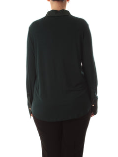 Elena Mirò t-shirt polo in due tessuti da donna petrolio