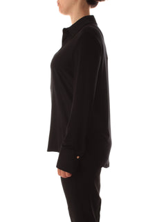 Elena Mirò t-shirt polo in due tessuti da donna nero