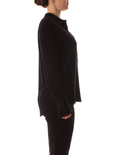 Elena Mirò t-shirt polo in due tessuti da donna nero