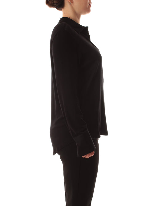 Elena Mirò t-shirt polo in due tessuti da donna nero