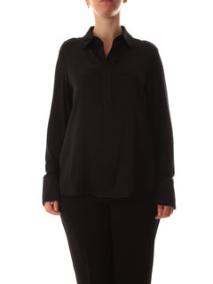 Elena Mirò t-shirt polo in due tessuti da donna nero