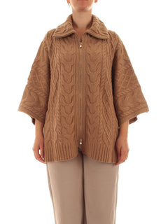 Elena Mirò cardigan a trecce in lana da donna marrone