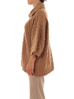 Elena Mirò cardigan a trecce in lana da donna marrone