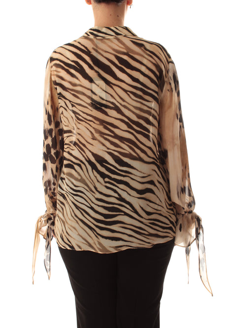 Elena Mirò blusa con ruches da donna beige