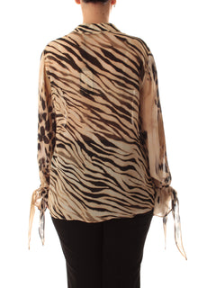 Elena Mirò blusa con ruches da donna beige