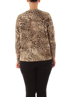 Elena Mirò maglia animalier con collo staccabile da donna beige