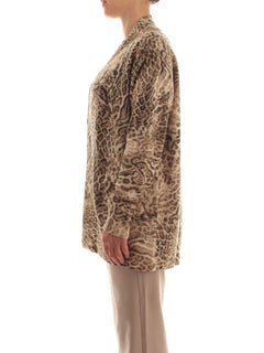 Elena Mirò cardigan lungo animalier da donna beige