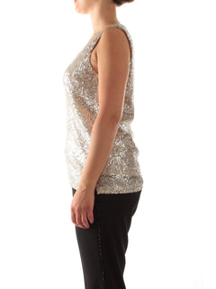 Marina Talia top in full paillettes da donna gesso