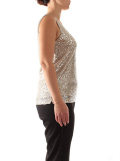 Marina Talia top in full paillettes da donna gesso