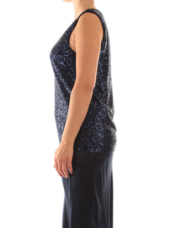 Marina Talia top in full paillettes da donna blu