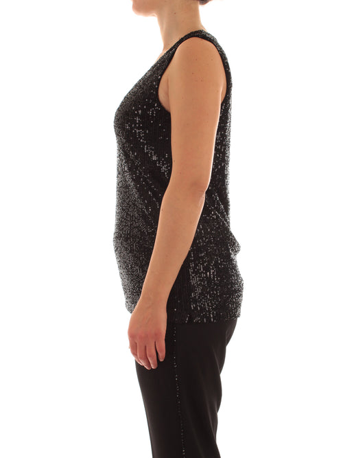 Marina Talia top in full paillettes da donna nero