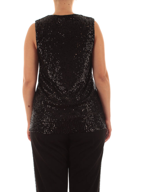 Marina Talia top in full paillettes da donna nero