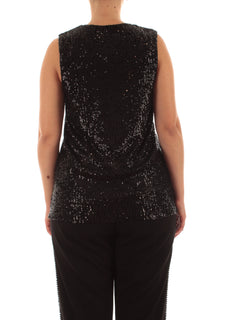 Marina Talia top in full paillettes da donna nero