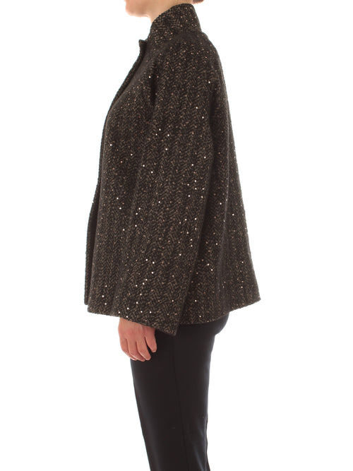 Marina Talia cappotto corto con paillettes da donna nero