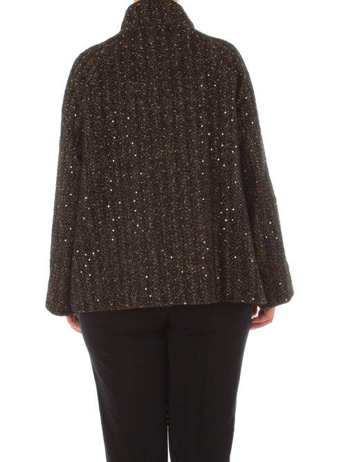 Marina Talia cappotto corto con paillettes da donna nero