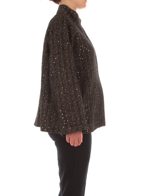 Marina Talia cappotto corto con paillettes da donna nero