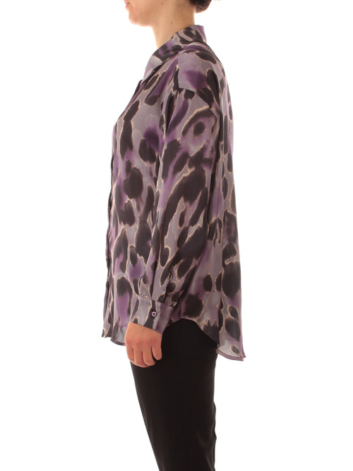 Marina Talia camicia in raso stampato da donna viola