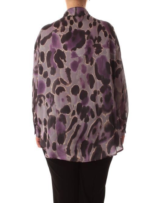 Marina Talia camicia in raso stampato da donna viola