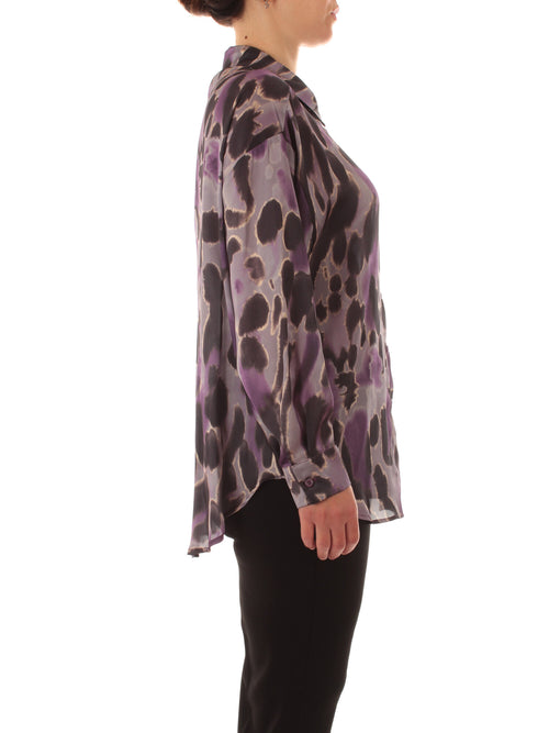 Marina Talia camicia in raso stampato da donna viola