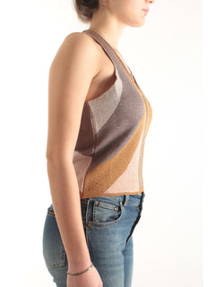 AKEP top smanicato con motivo grafico da donna multicolor